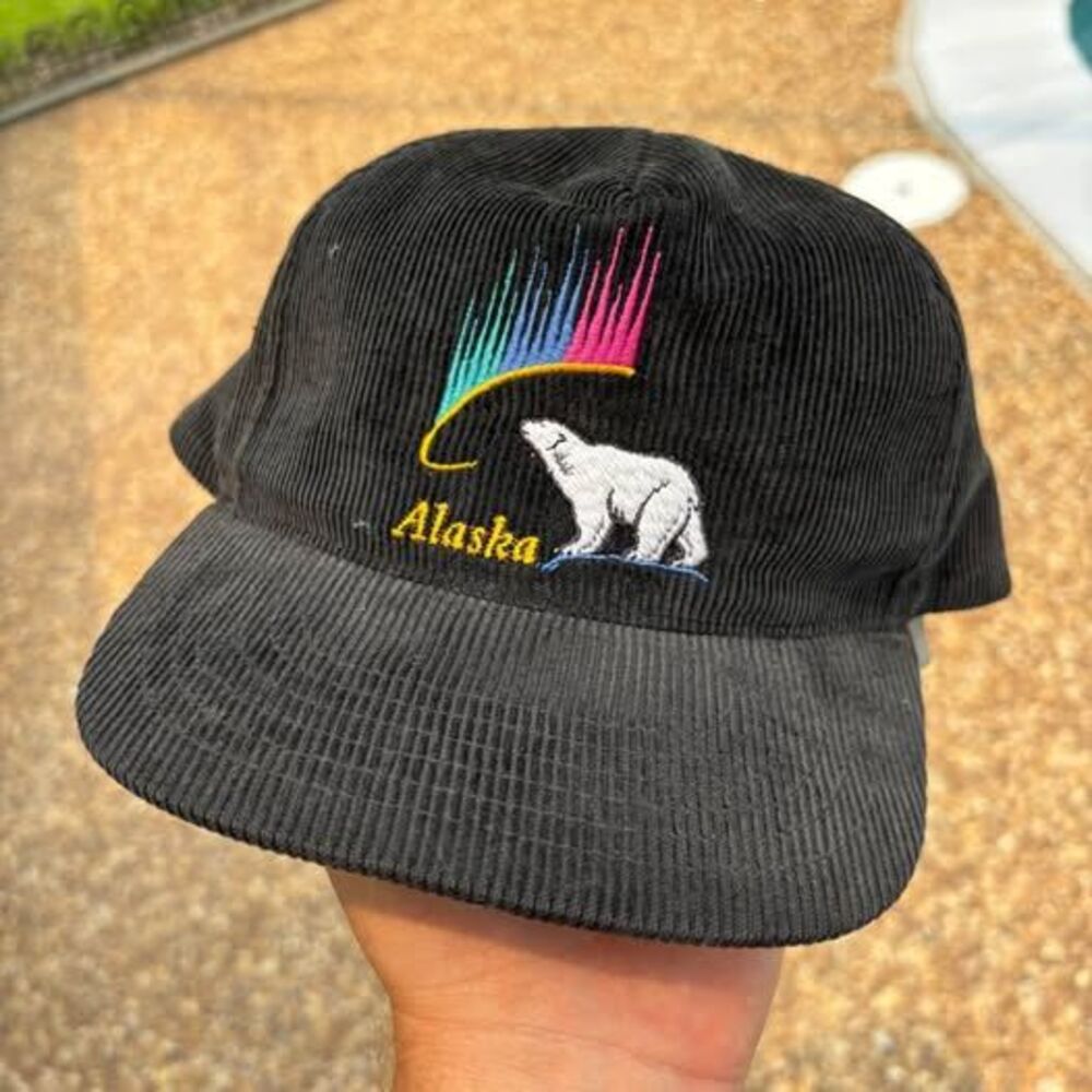 Vintage Alaska Polar Bear Corduroy Snapback Hat